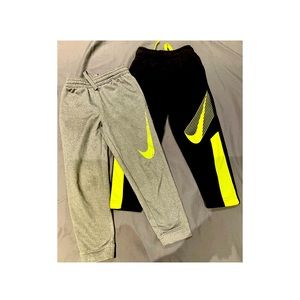 Boys Nike Tapered Athletic Pants - Grey/Black/Neon Size 5T - 2 Pairs